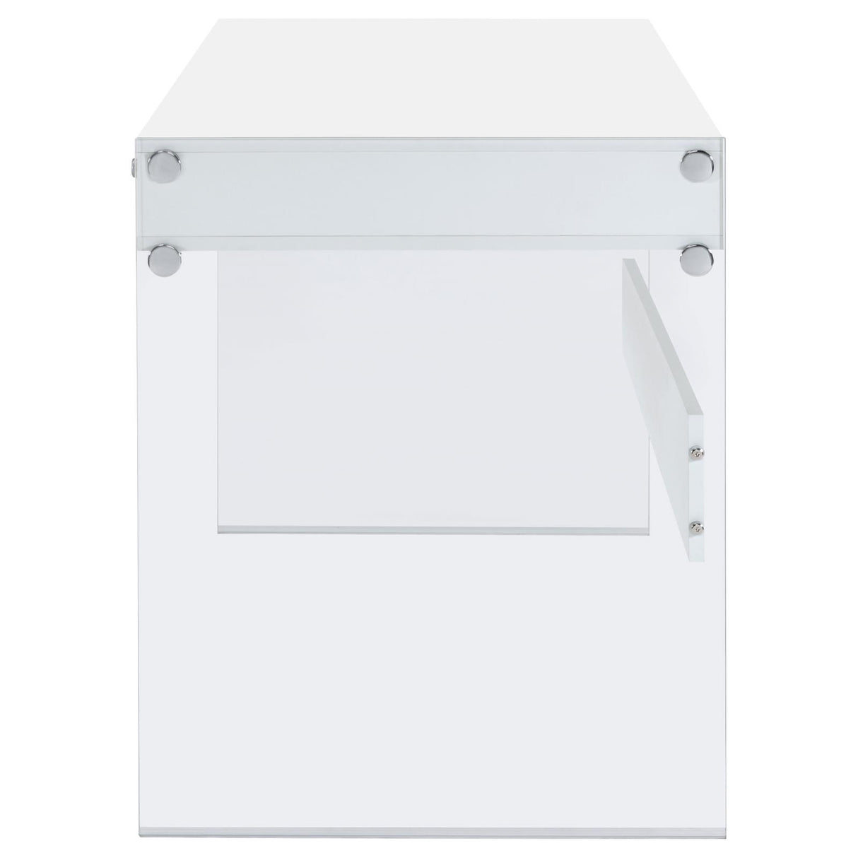 Dobrev Glossy White and Clear 2-Drawer Writing Desk from Coaster - Luna Furniture