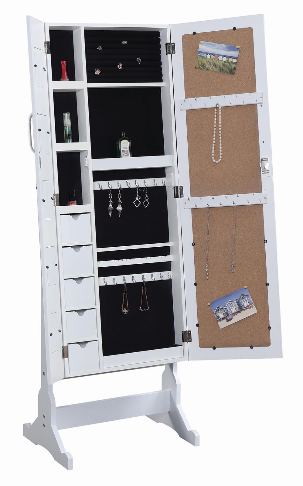 Doyle White Jewelry Cheval Mirror with Picture Frames from Coaster - Luna Furniture