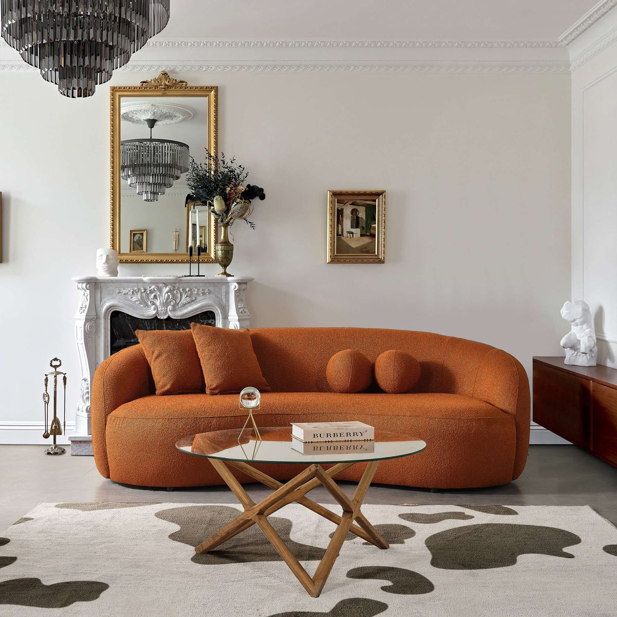 Blair Orange Curvy Boucle Sofa from Ashcroft Furniture - Luna Furniture