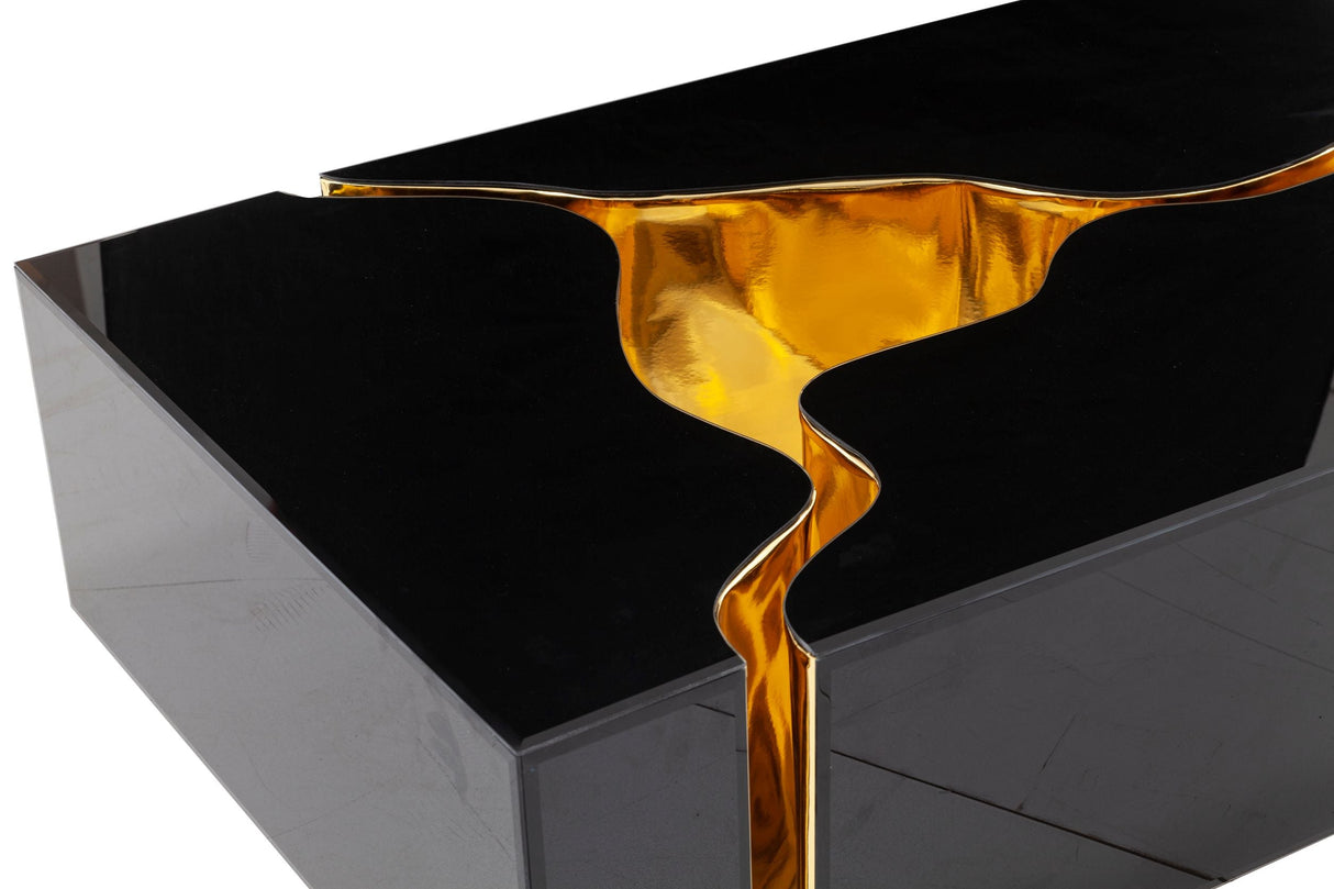 Dream Glass Black/Gold 3-Piece Coffee Table from Nova Furniture - Luna Furniture