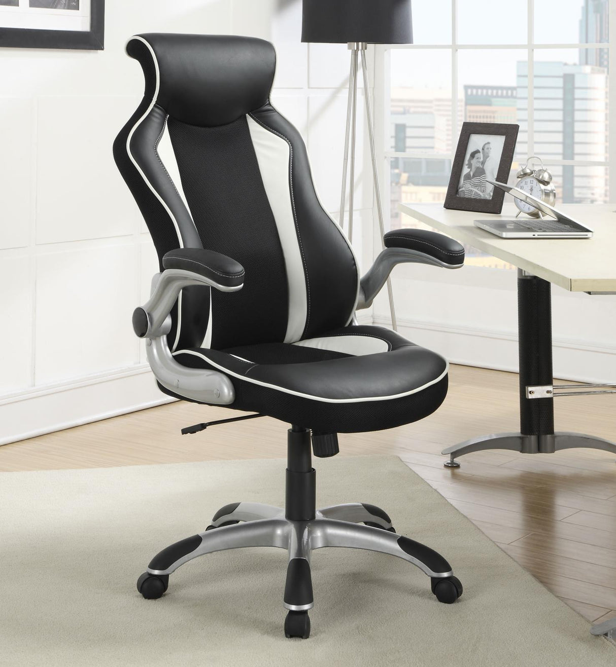 Dustin Black and Silver Adjustable Height Office Chair from Coaster - Luna Furniture