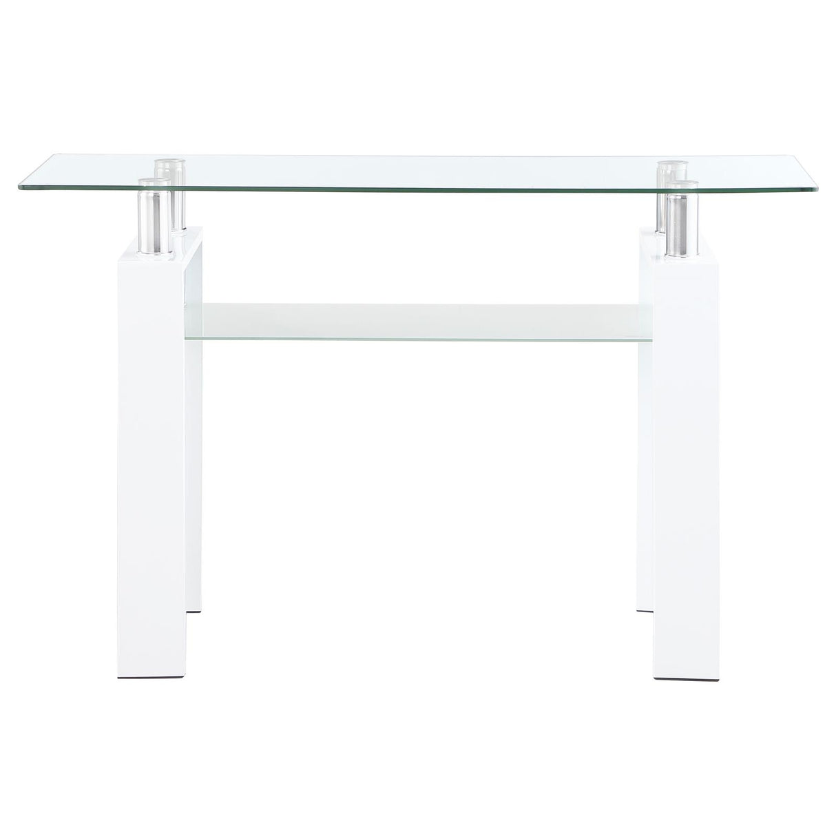 Dyer White Rectangular Glass Top Sofa Table with Shelf from Coaster - Luna Furniture