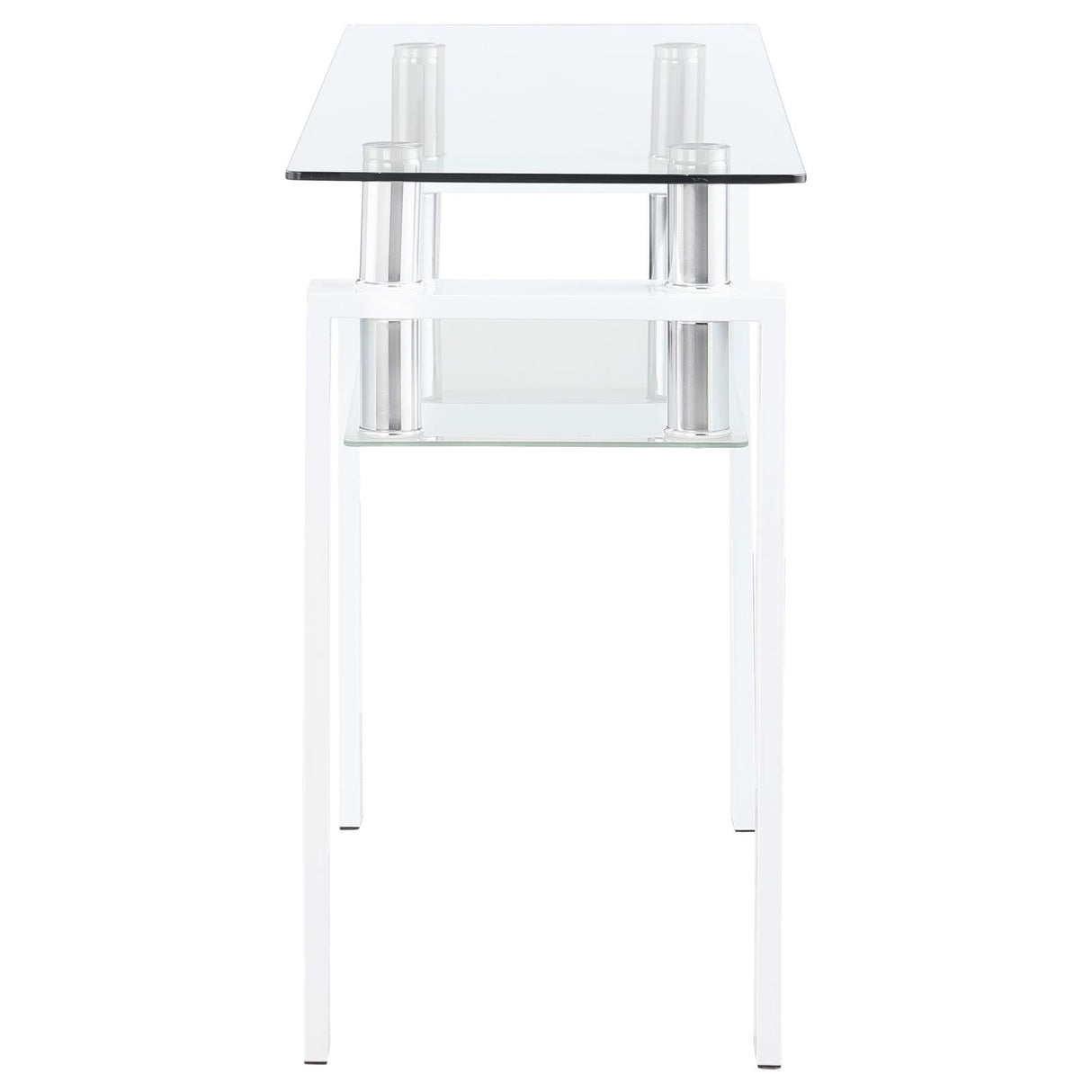Dyer White Rectangular Glass Top Sofa Table with Shelf from Coaster - Luna Furniture