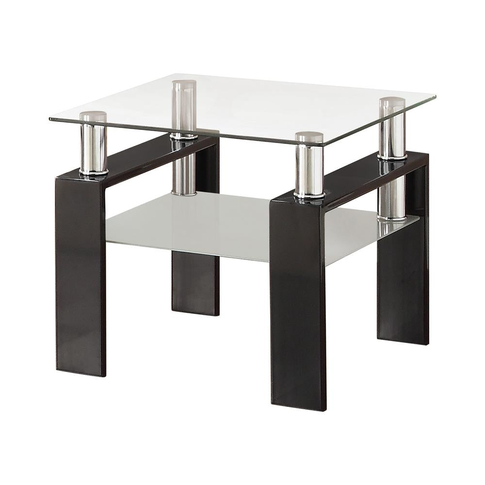 Dyer Black Tempered Glass End Table with Shelf from Coaster - Luna Furniture