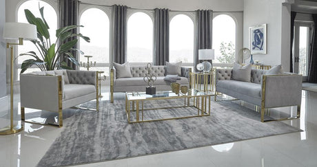 Eastbrook 2-piece Tufted Back Living Room Set Grey - 509111-S2 - Luna Furniture