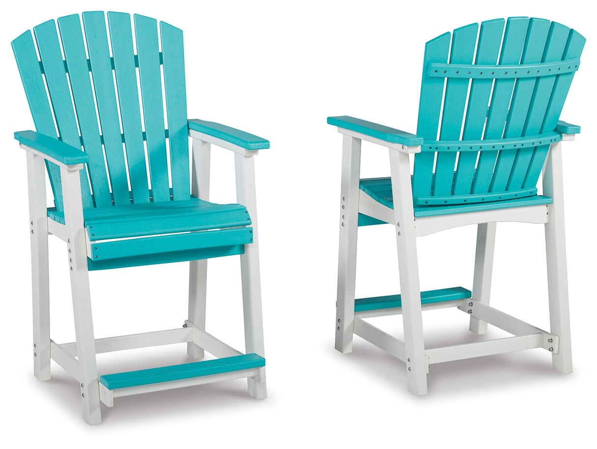 Eisely Turquoise/White Outdoor Counter Height Bar Stool (Set of 2) - P208-124 - Luna Furniture