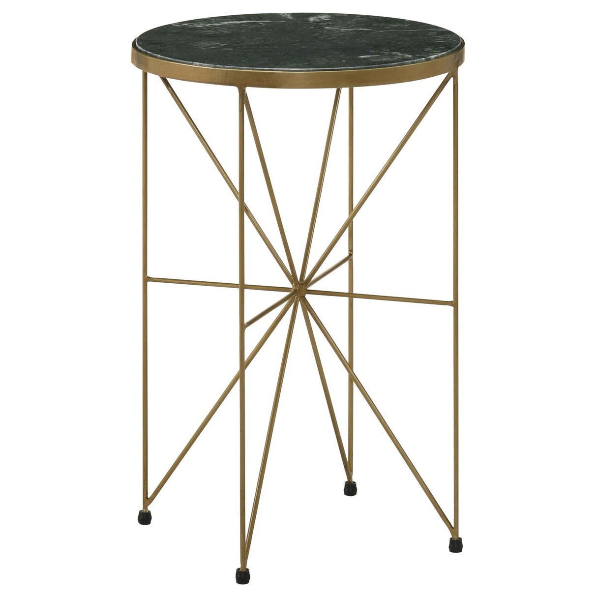 Eliska Green and Antique Gold Round Accent Table with Marble Top from Coaster - Luna Furniture