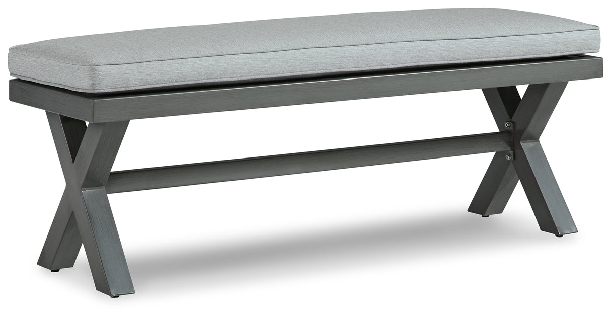 Elite Park Gray Outdoor Bench with Cushion from Ashley - Luna Furniture