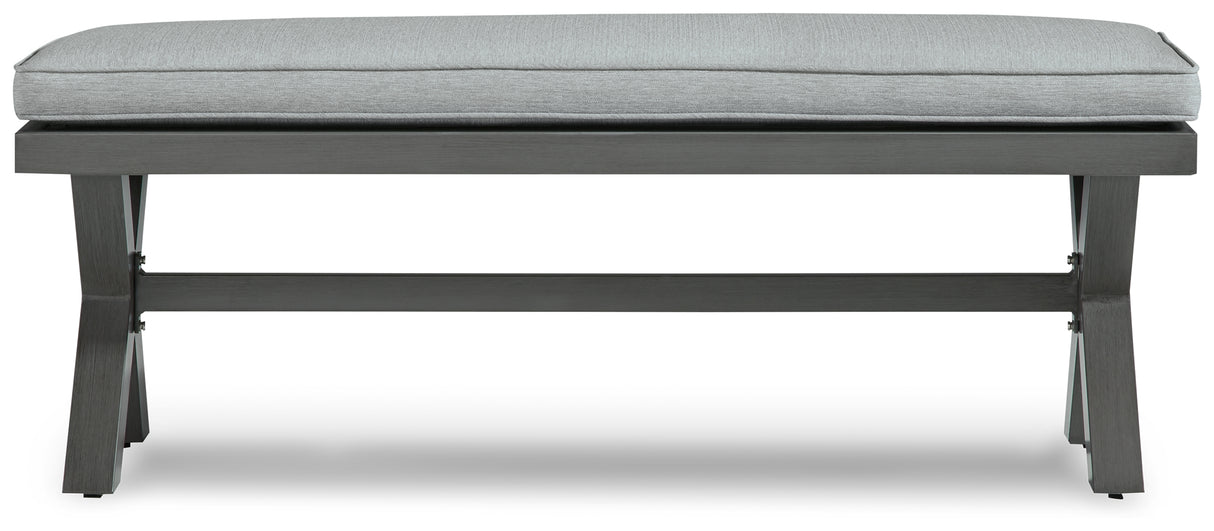 Elite Park Gray Outdoor Bench with Cushion from Ashley - Luna Furniture