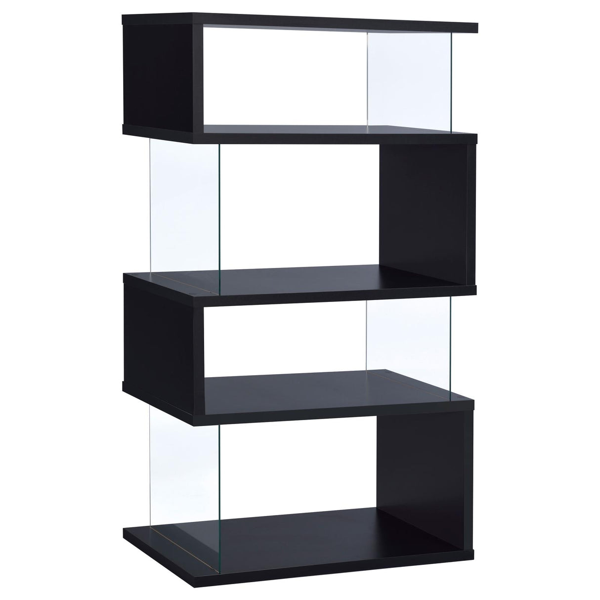 Emelle Black and Clear 4-Tier Bookcase from Coaster - Luna Furniture
