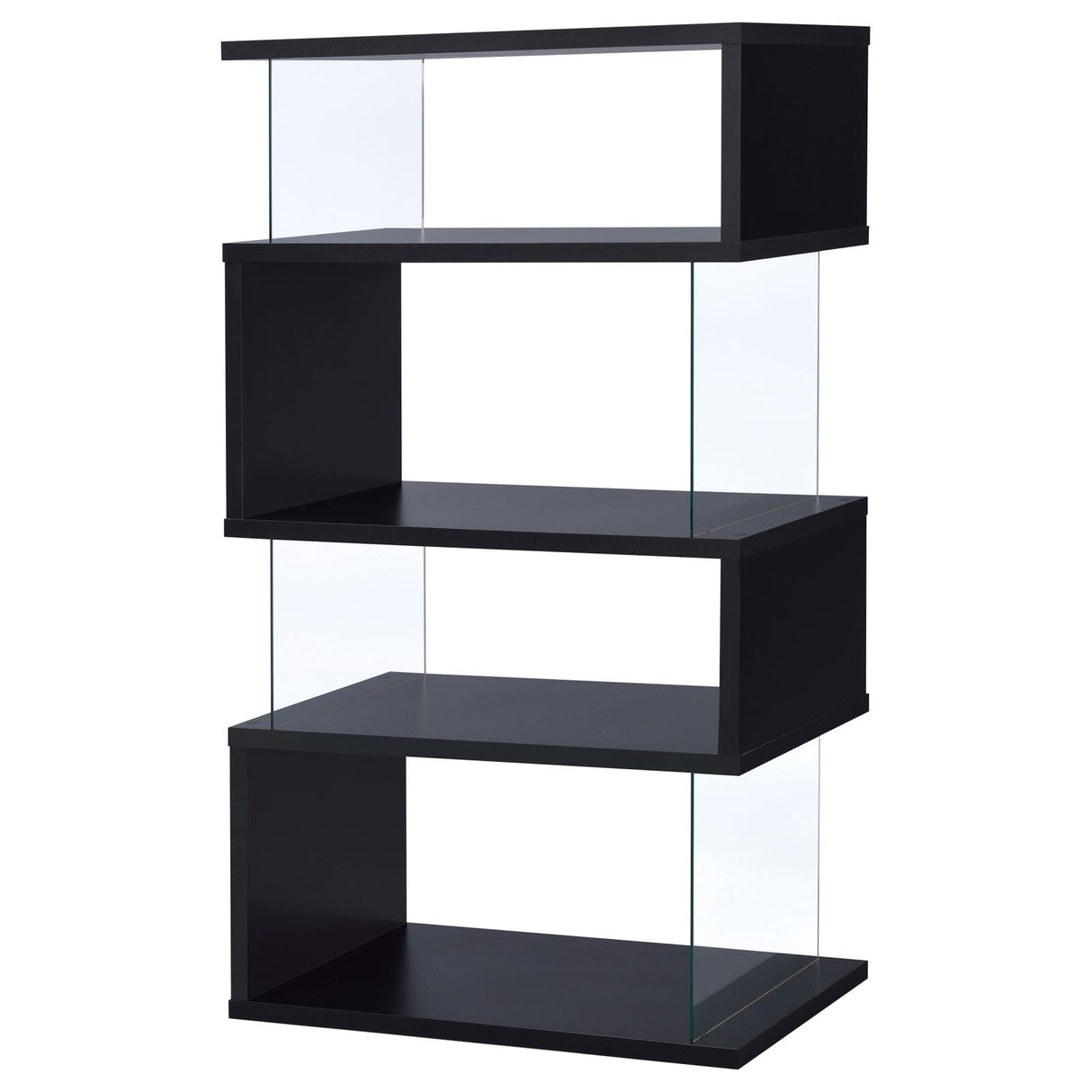 Emelle Black and Clear 4-Tier Bookcase from Coaster - Luna Furniture