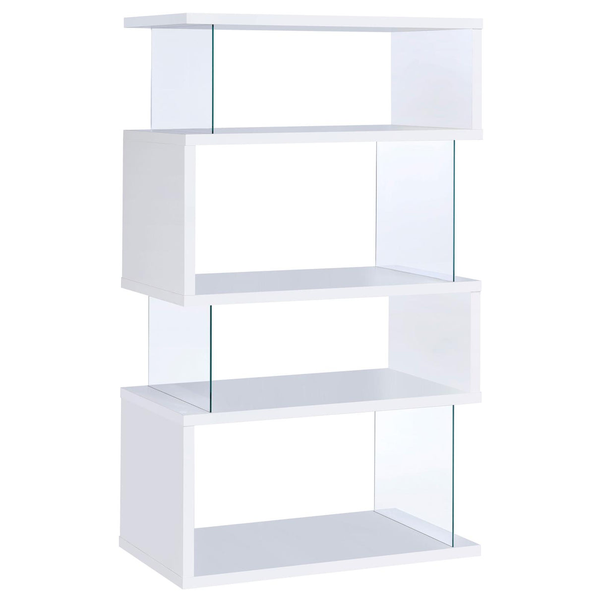 Emelle White and Clear 4-Tier Bookcase from Coaster - Luna Furniture