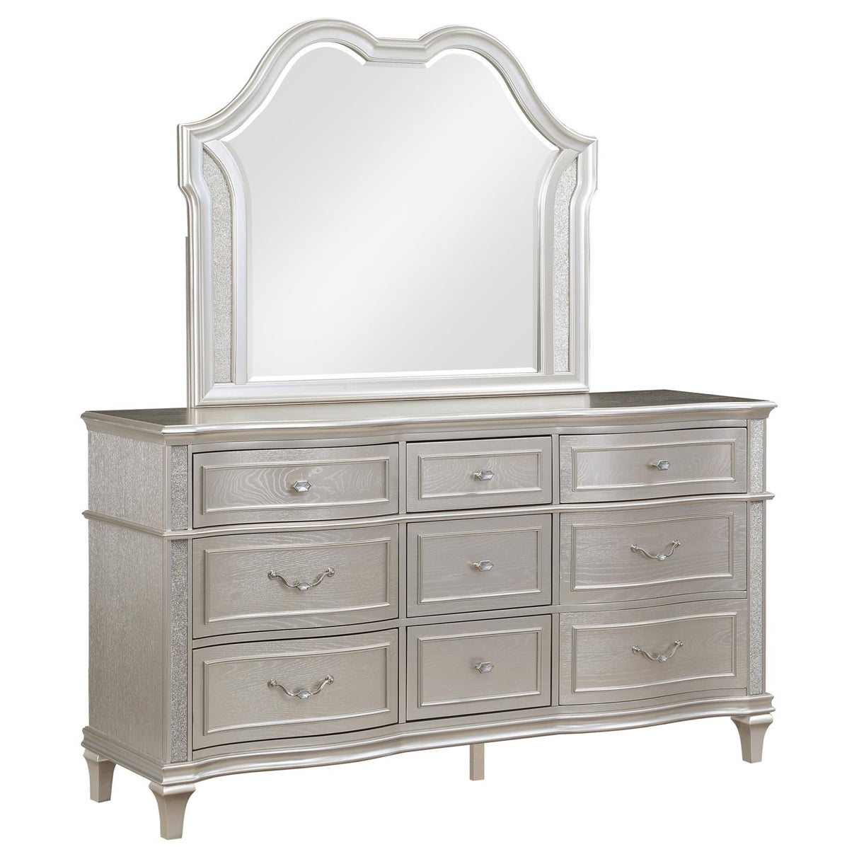 Evangeline Silver Oak 9-Drawer Dresser with Mirror from Coaster - Luna Furniture