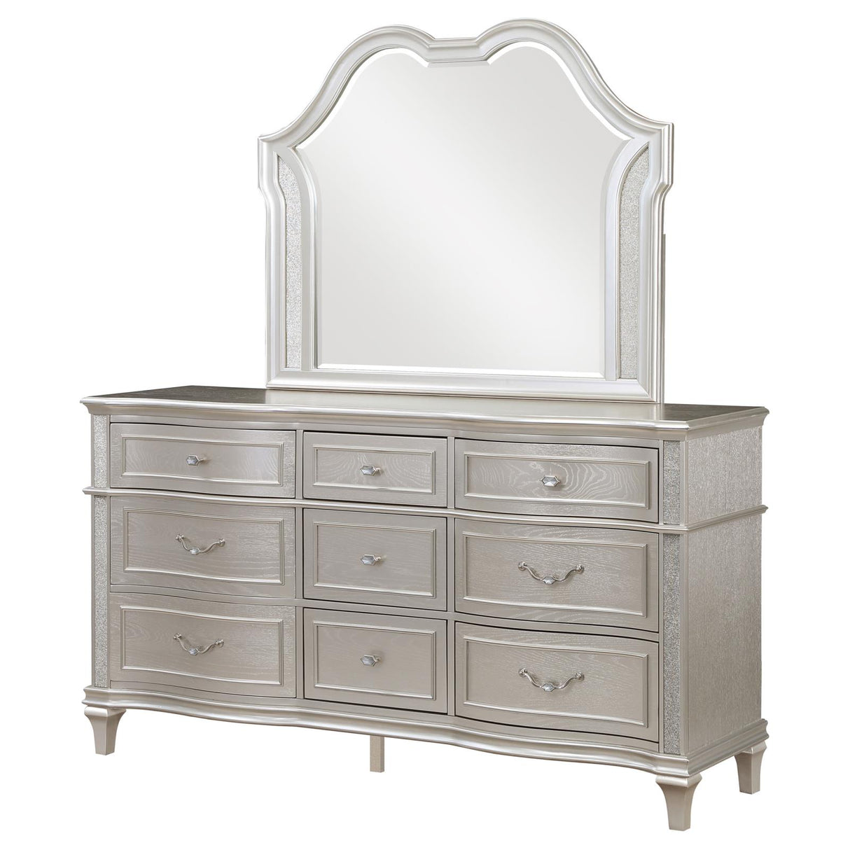 Evangeline Silver Oak 9-Drawer Dresser with Mirror from Coaster - Luna Furniture