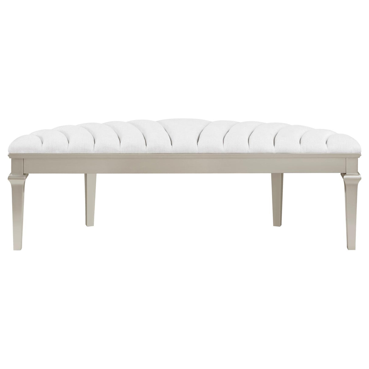 Evangeline Ivory and Silver Oak Upholstered Demilune Bench from Coaster - Luna Furniture