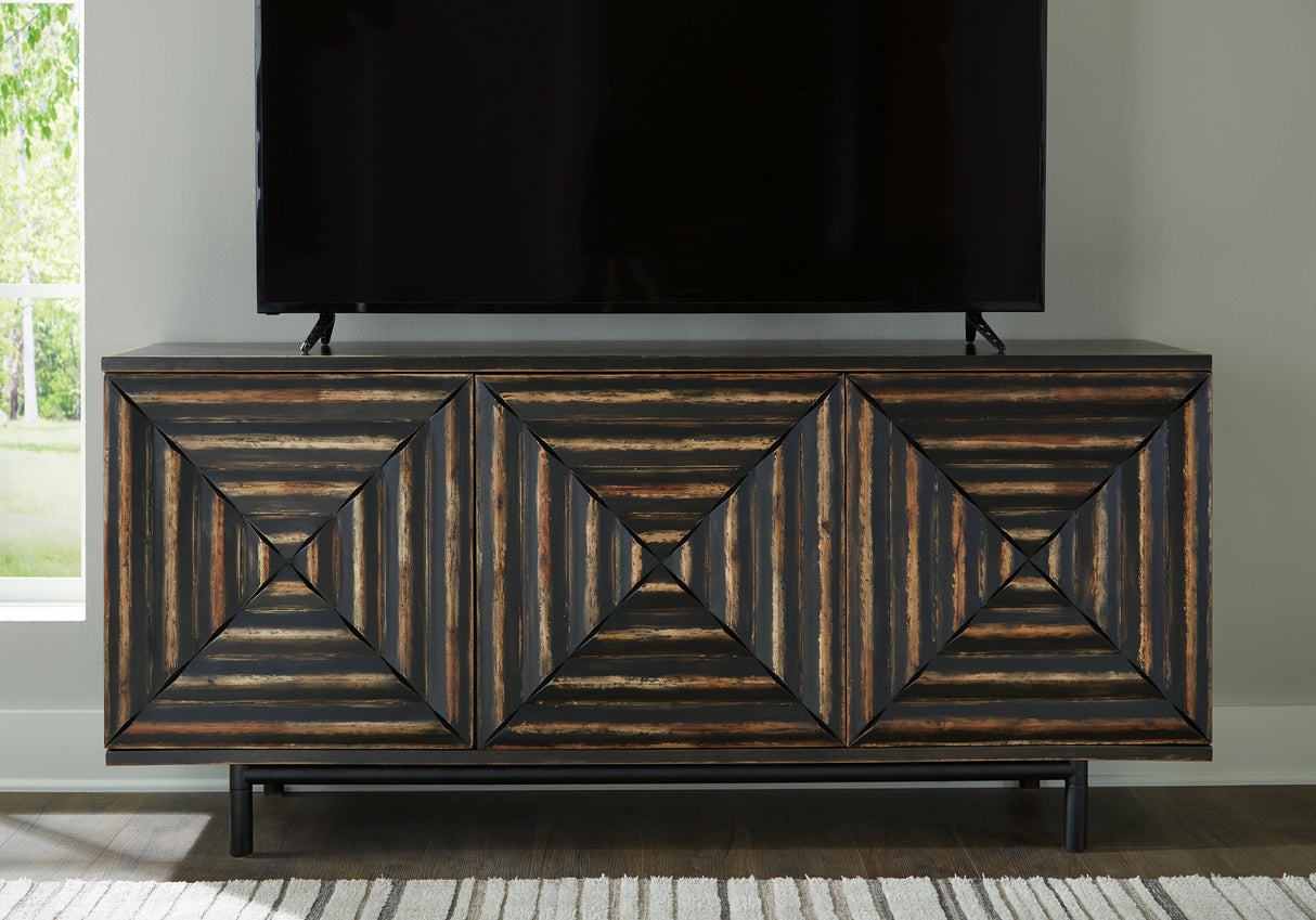 Fair Ridge Distressed Black Accent Cabinet from Ashley - Luna Furniture