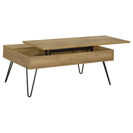 Fanning Lift Top Storage Coffee Table Golden Oak and Black - 723368 - Luna Furniture