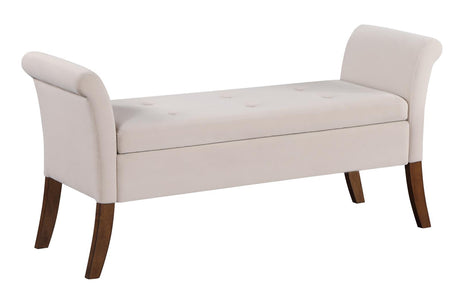 Farrah Upholstered Rolled Arms Storage Bench Beige and Brown - 910238 - Luna Furniture