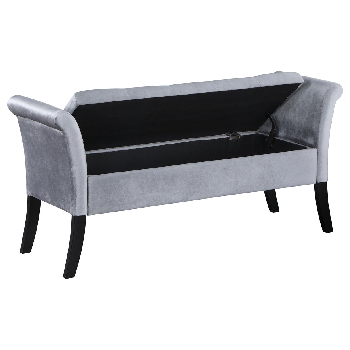Farrah Silver and Black Upholstered Rolled Arms Storage Bench from Coaster - Luna Furniture