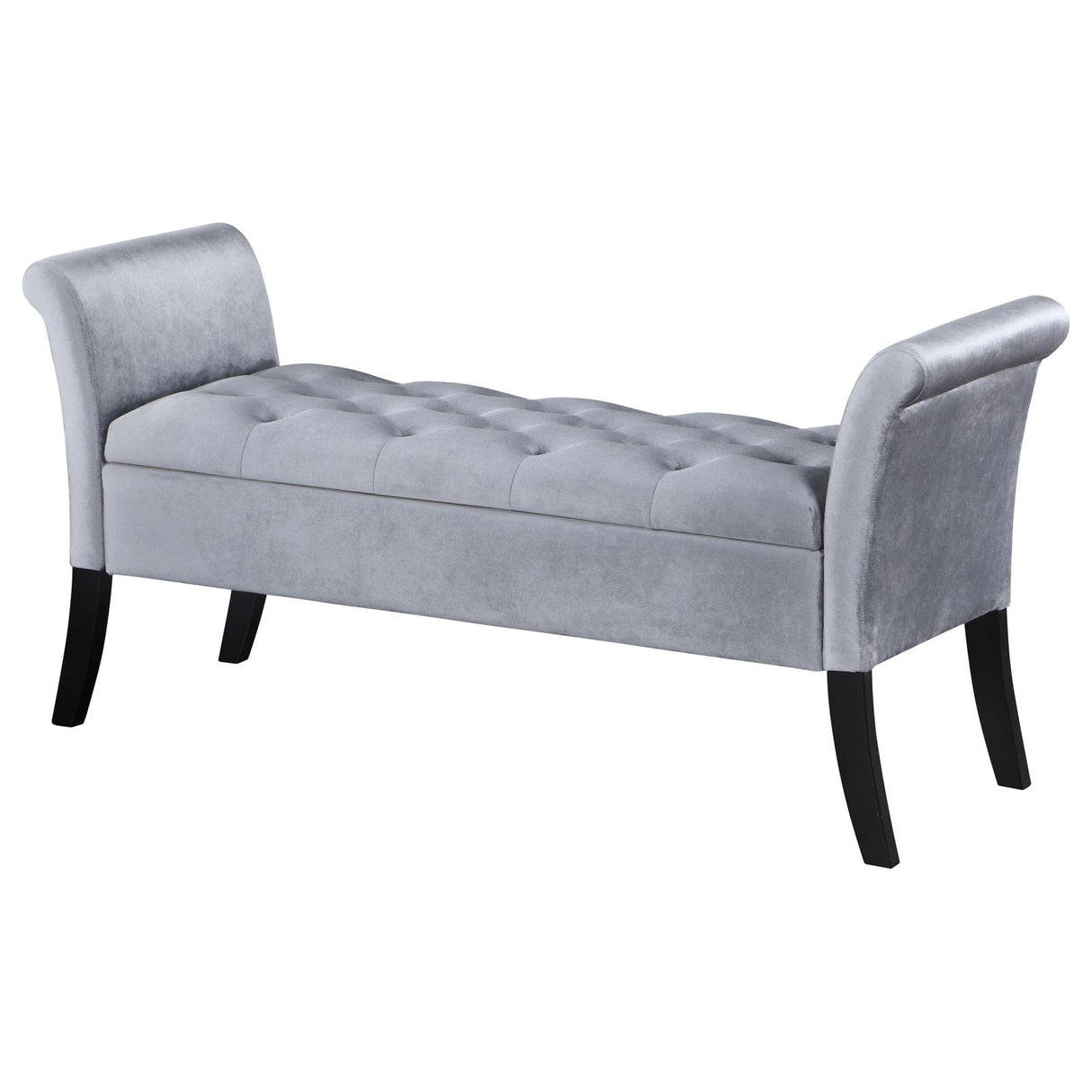 Farrah Silver and Black Upholstered Rolled Arms Storage Bench from Coaster - Luna Furniture