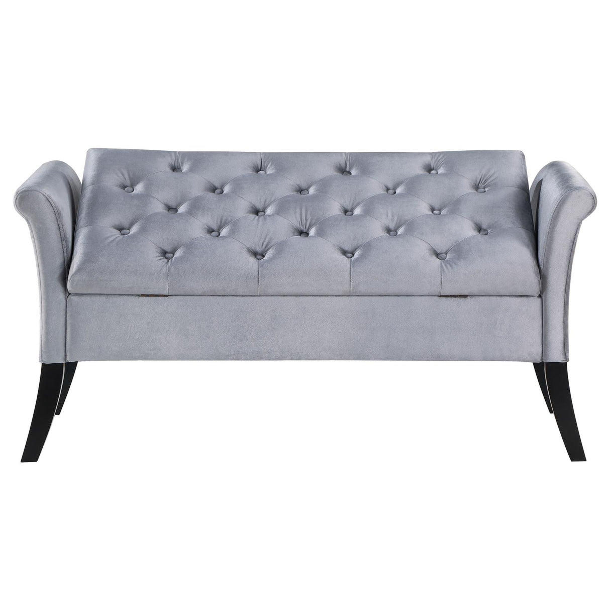 Farrah Silver and Black Upholstered Rolled Arms Storage Bench from Coaster - Luna Furniture