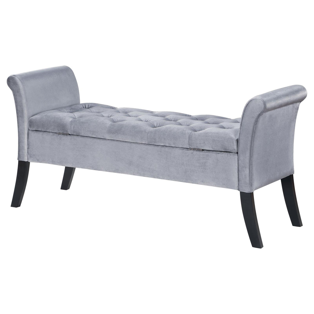 Farrah Silver and Black Upholstered Rolled Arms Storage Bench from Coaster - Luna Furniture