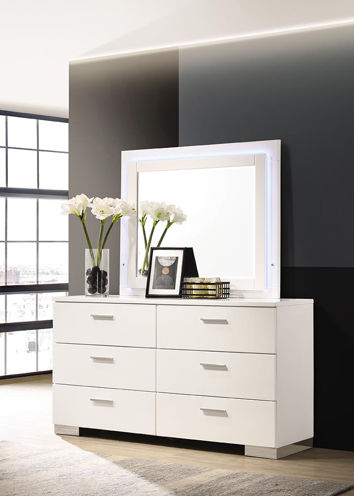 Felicity Glossy White LED Light Mirror (Mirror Only) from Coaster - Luna Furniture