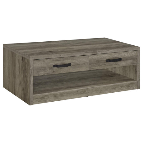 Felix 2-drawer Rectangular Engineered Wood Coffee Table Grey Driftwood - 707728 - Luna Furniture