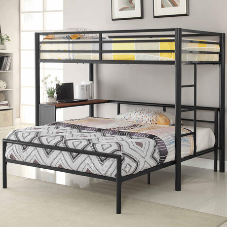 Fisher 2-Piece Metal Workstation Loft Bed Set Gunmetal - 460229-S2F - Luna Furniture