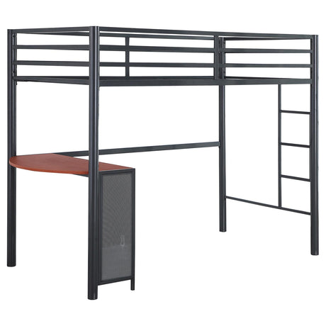 Fisher 2-Piece Metal Workstation Loft Bed Set Gunmetal - 460229-S2T - Luna Furniture