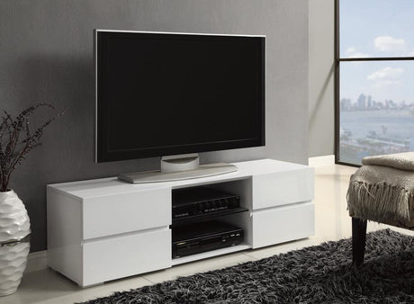 Galvin 4-drawer TV Console Glossy White - 700825 - Luna Furniture