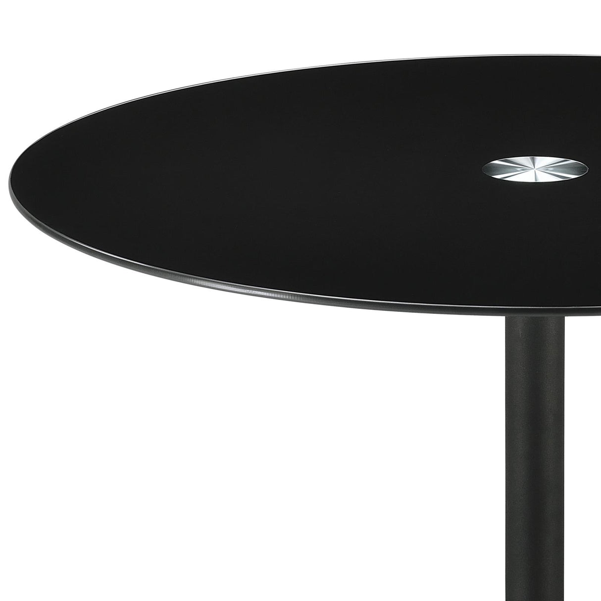 Ganso Black Round Metal Coffee Table with Tempered Glass Top from Coaster - Luna Furniture