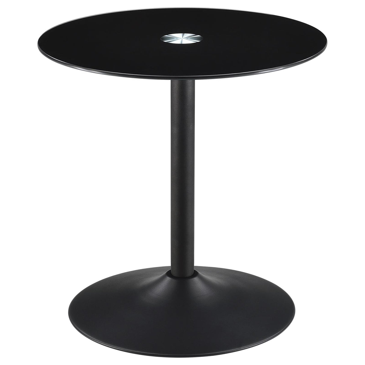Ganso Black Round Metal End Table with Tempered Glass Top from Coaster - Luna Furniture