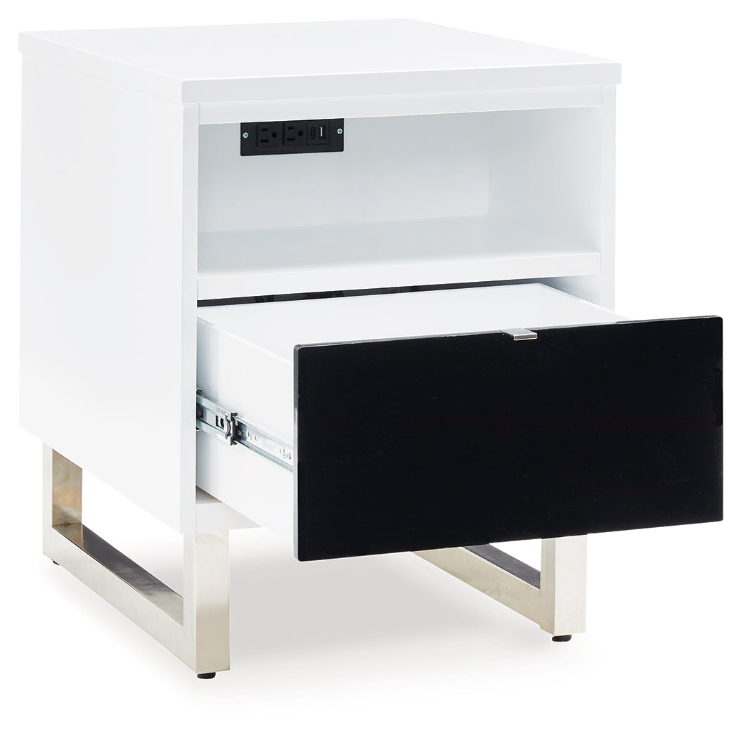 Gardoni White/Black Chairside End Table from Ashley - Luna Furniture