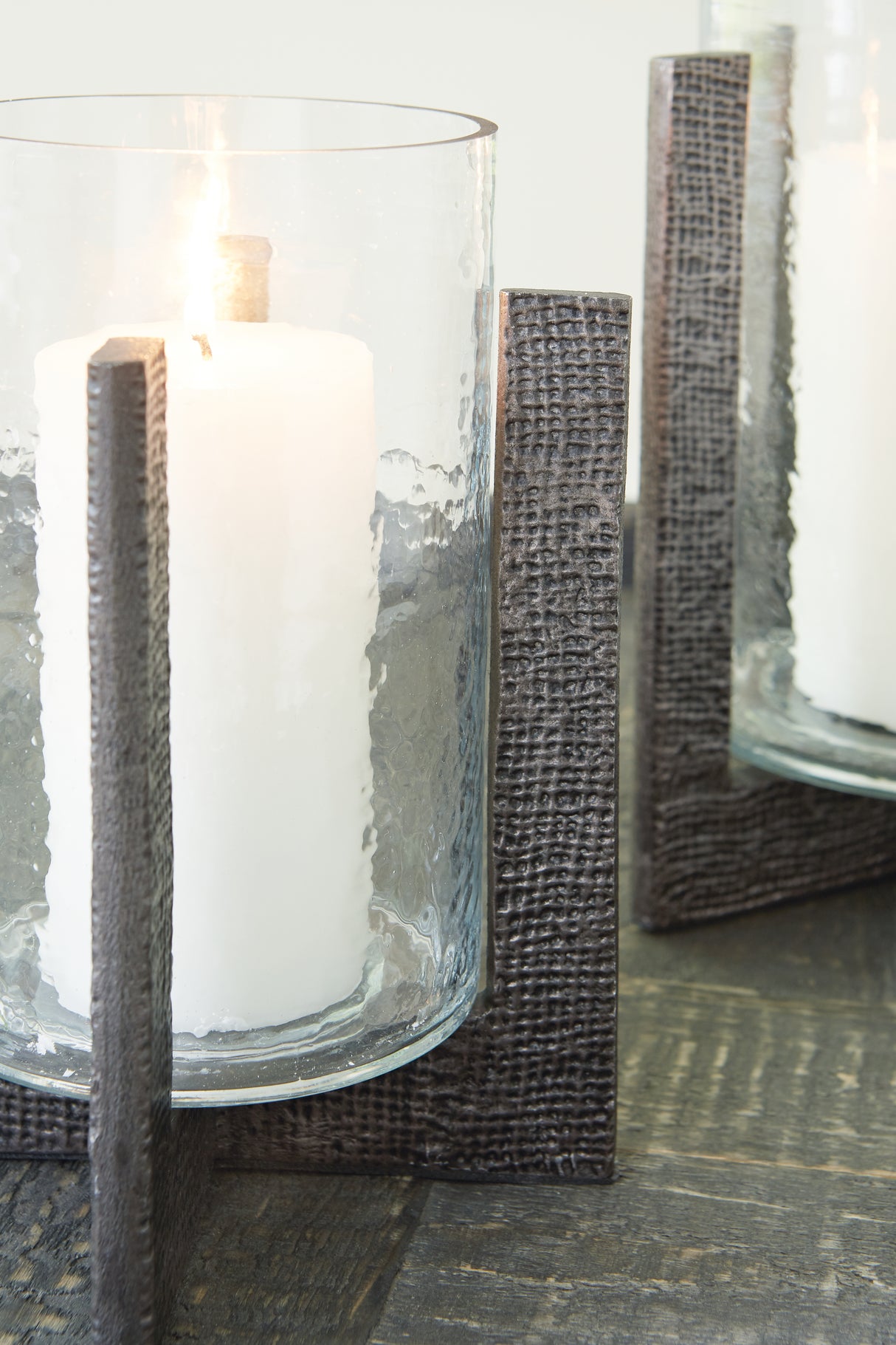 Garekton Clear/Pewter Finish Candle Holder from Ashley - Luna Furniture