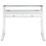 Gemma 2-drawer Writing Desk Glossy White and Chrome - 802141 - Luna Furniture