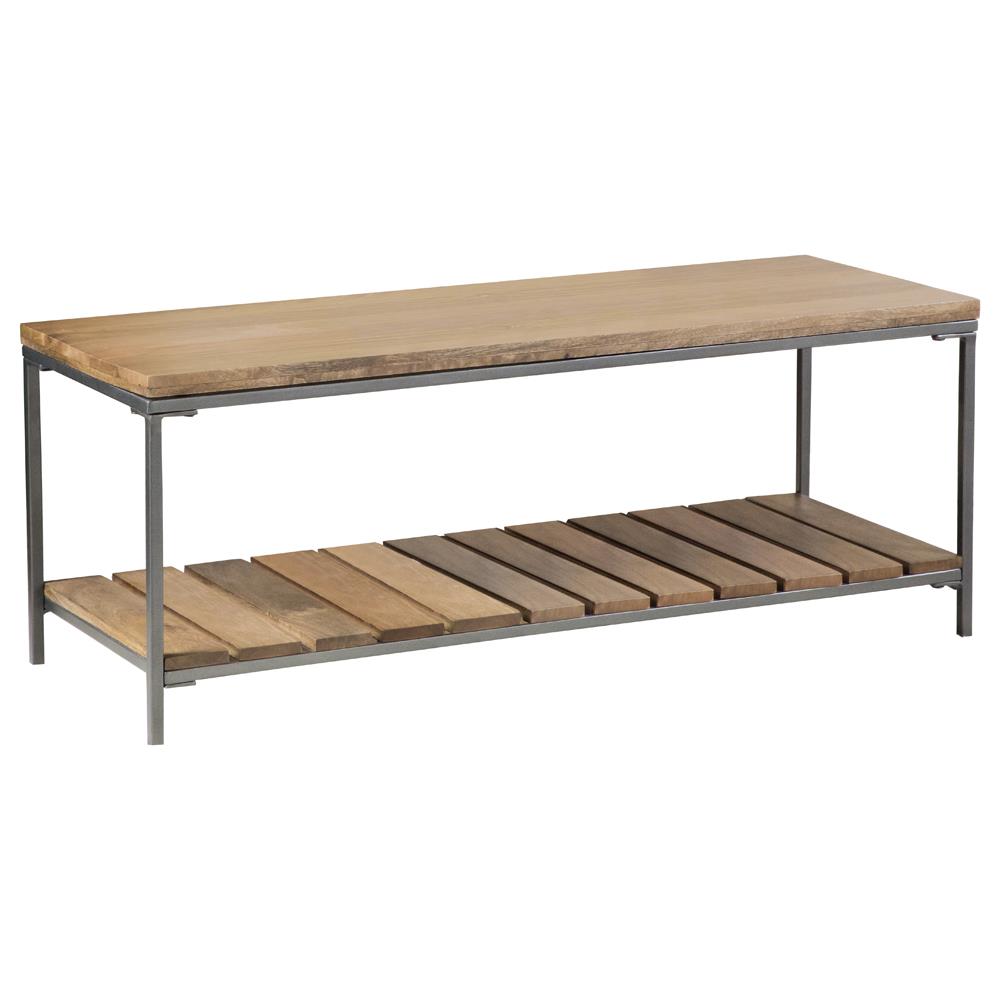 Gerbera Natural and Gunmetal Accent Bench with Slat Shelf from Coaster - Luna Furniture