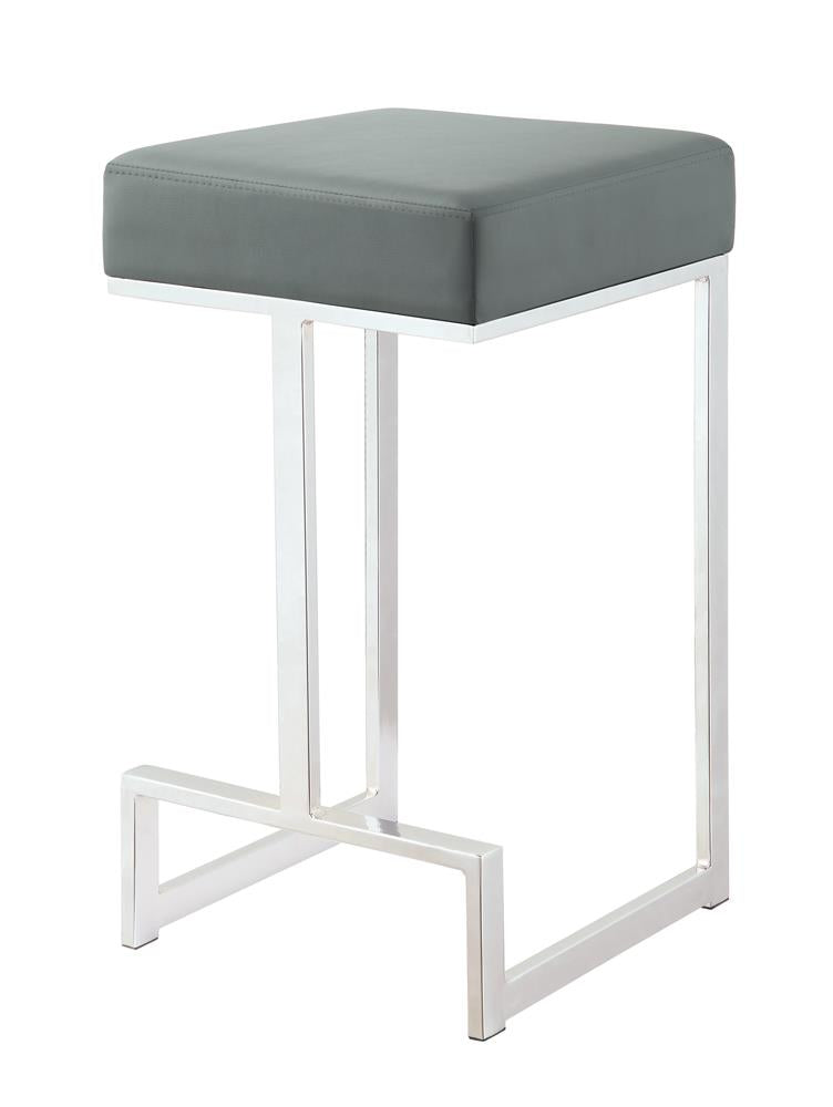 Gervase Gray and Chrome Square Counter Height Stool from Coaster - Luna Furniture