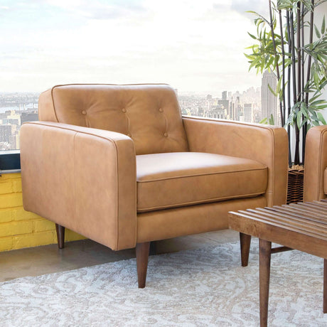 Giselle Leather Lounge Chair (Tan) - AFC01895 - Luna Furniture