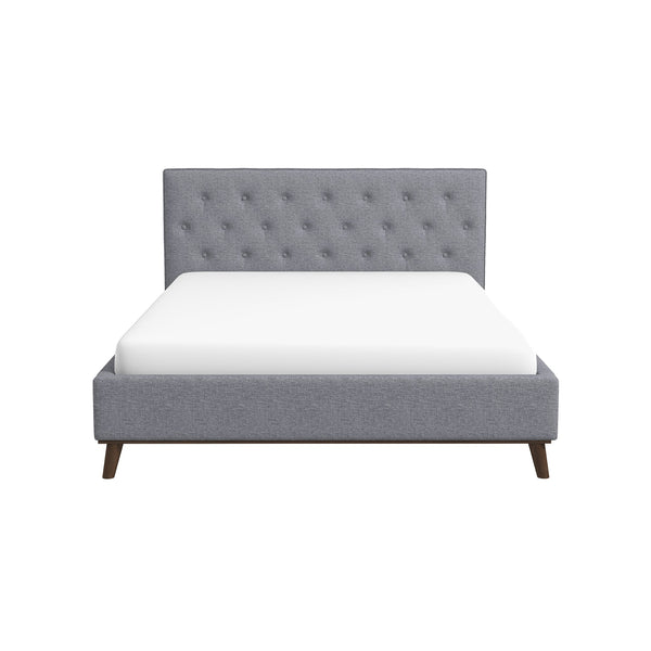 Graceville Mid-Century Modern Queen//King Light Grey Fabric Platform Bed King