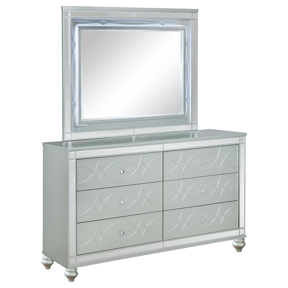 Gunnison Silver Metallic 6-Drawer Dresser with Mirror from Coaster - Luna Furniture