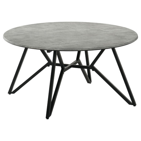 Hadi Round Coffee Table with Hairpin Legs Cement and Gunmetal - 736178 - Luna Furniture