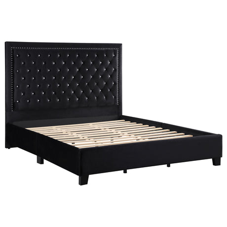Hailey Upholstered Tufted Platform California King Bed Black - 315925KW - Luna Furniture