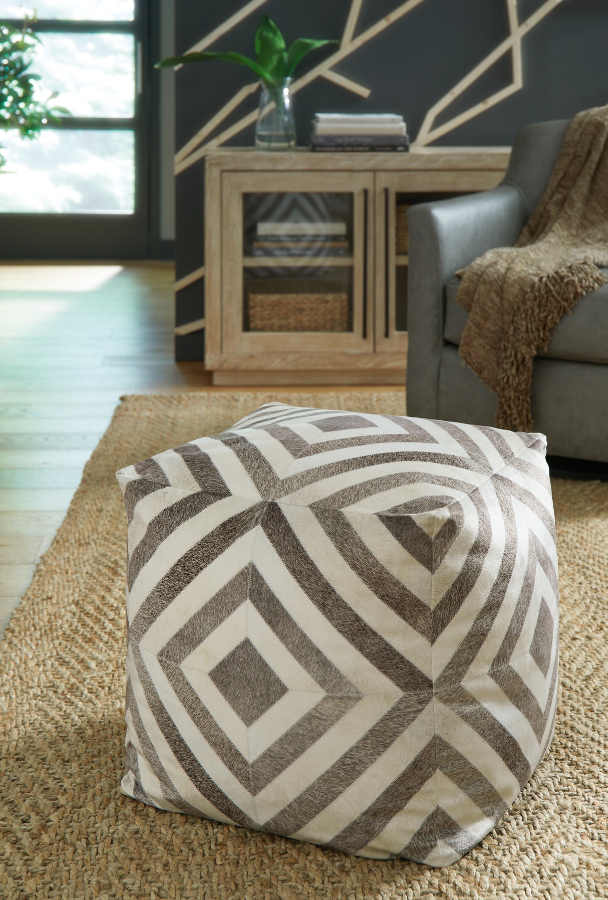 Hartselle Brown Pouf from Ashley - Luna Furniture