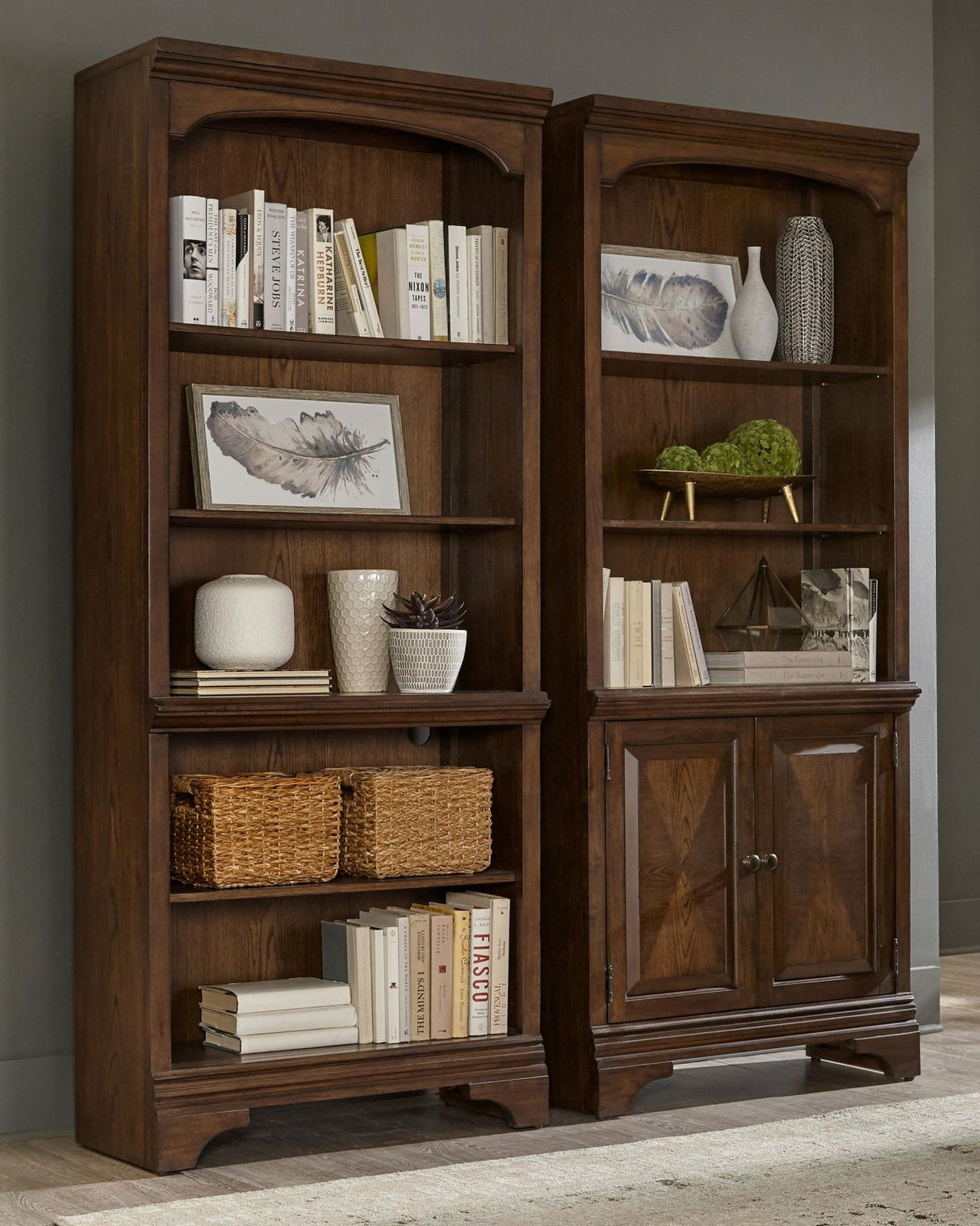 Hartshill Burnished Oak 5-Shelf Bookcase from Coaster - Luna Furniture