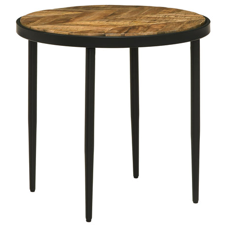 Hayden Metal Round Side Table Natural Mango and Black - 930188 - Luna Furniture