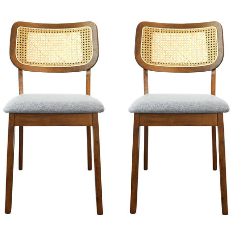 Hazel Mid-Century Modern Grey Linen Fabric Solid Wood Dining Chair(Set of 2) - AFC01835 - Luna Furniture