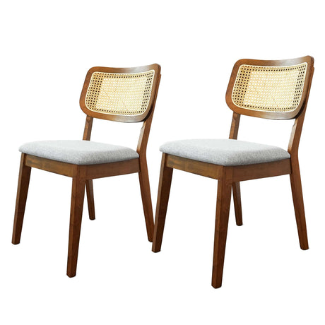 Hazel Mid-Century Modern Grey Linen Fabric Solid Wood Dining Chair(Set of 2) - AFC01835 - Luna Furniture