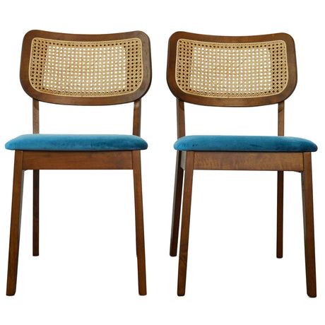 Hazel Mid-Century Modern Navy Blue Velvet Solid Wood Dining Chair(Set of 2) - AFC01837 - Luna Furniture