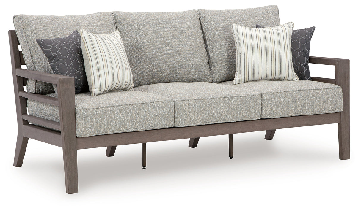 Hillside Barn Gray/Brown Outdoor Sofa with Cushion from Ashley - Luna Furniture